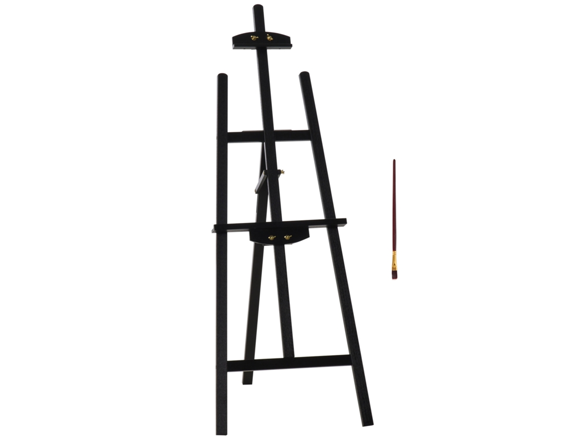 Cavalete Desenho de em Cavalete de Pintura em Madeira com Ângulo Ajustável de 75° Tripé e Pincel para Telas 51,5x71,5x134,5 Cm Preto