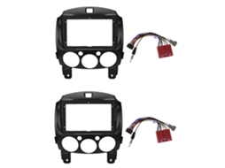 2 Peças Moldura de Painel Automóvel 2din para Dvd/navegação/rádio/áudio, com Chicote Elétrico para 2 Demio (2007 2014) (9 Polegadas)