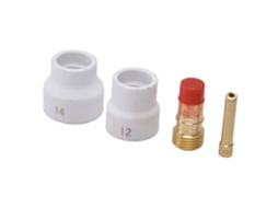 Kit De Lente De Gás Tig Com Copo Cerâmico Branco, Porta Eléctrodos E Conector Para Wp 17 18 26 (4 Peças)