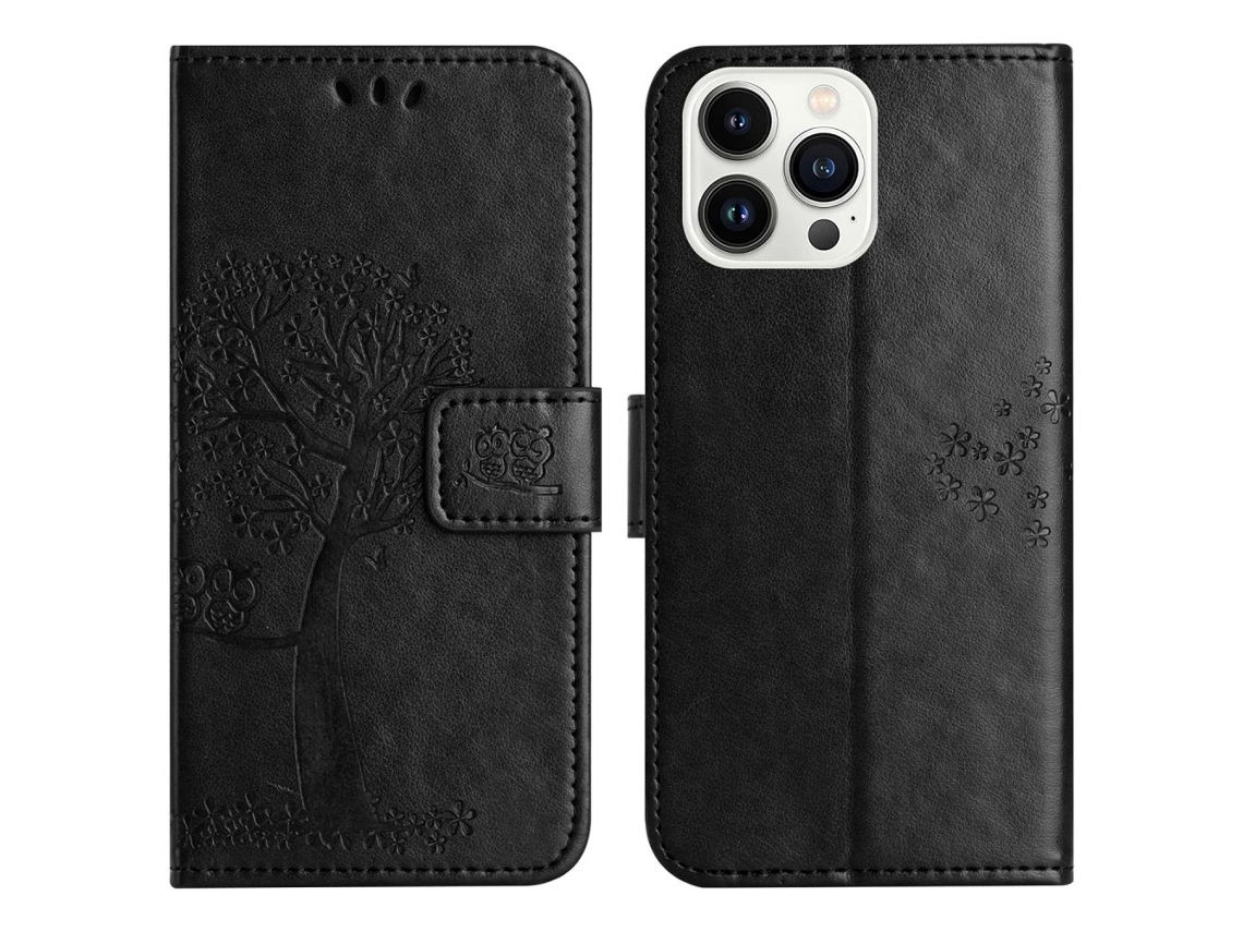 Capa Em Couro Pu, Cor Preto, Para Iphone 16 Pro