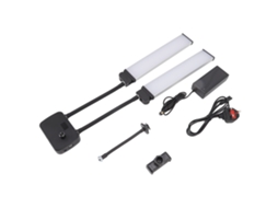 Luz de preenchimento LED 3200k-5600k com braços duplos ajustáveis e suporte para celular para streaming (100-240v no Reino Unido)