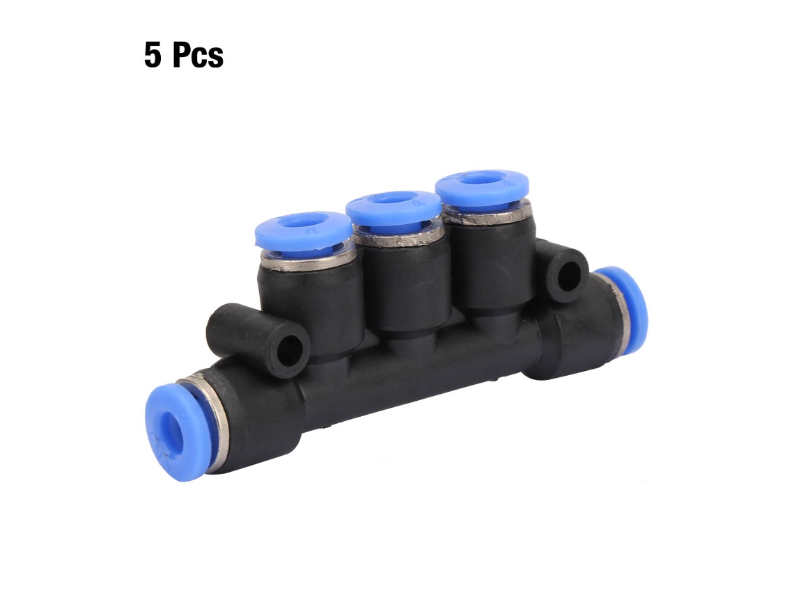 5 Way Conexão Rápida Push In Fitting Manifold Pneumático 4mm Od Tubo Aço Premium 5pcs