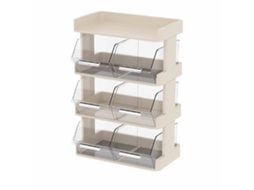 Organizador de saquinhos de chá, 4 camadas, prateleira de armazenamento para balcão, mesa, escritório, bar, branco, crema, 30x17x42.5cm | S/MARCA