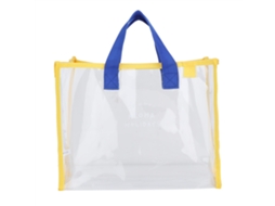 Bolsa de viagem de PVC transparente para maquiagem e produtos de higiene pessoal (azul/amarelo)