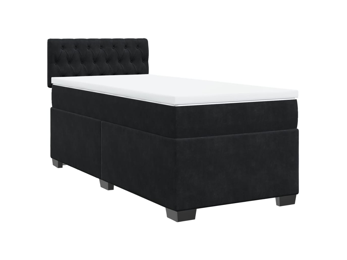 Conjunto 1 Cama Box Spring Vidaxl Preto Veludo (190 X 90 X 100.5 Cm)