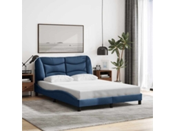 Vidaxl Estrutura De Cama Sem Colchão Hvar 140x190 Cm Tecido Azul