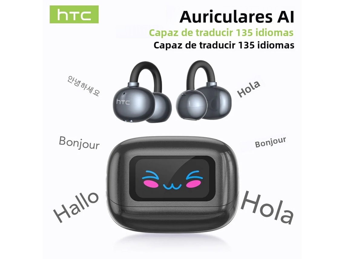 FONES DE OUVIDO BLUETOOTH MDUG com visor LCD, tradutor de IA, ganchos auriculares sem fio e cancelamento de ruído