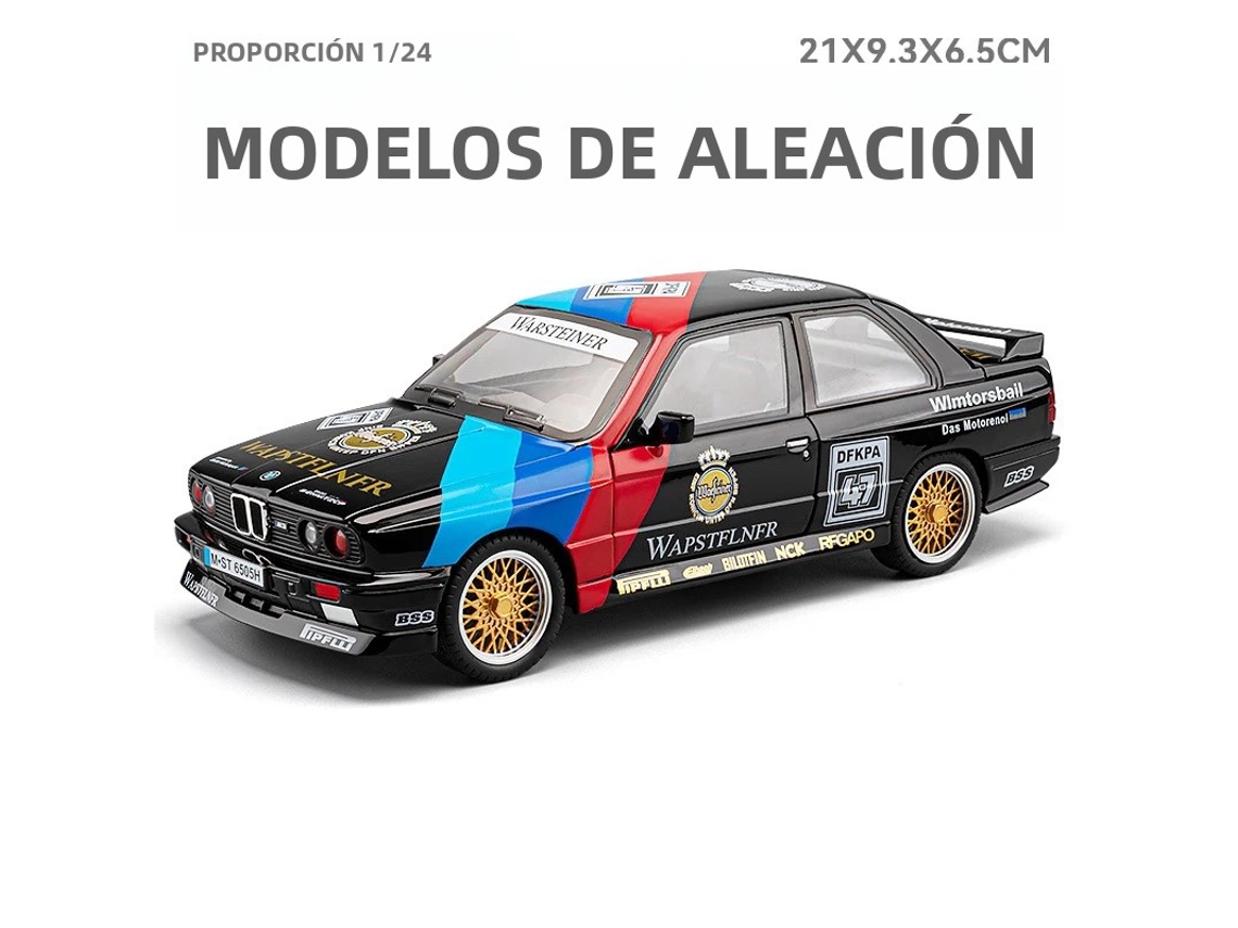 (m3gtr Preto) Miniatura De Carro Em Escala 1:24 Com Rodas De Liga Leve, Rodas Dianteiras Direcionáveis E Portas Que Abrem.