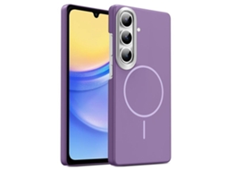 Capa Para Samsung Galaxy A15 5g Fina Circular Magsafe À Prova De Choque Dourada Em Policarbonato Roxa