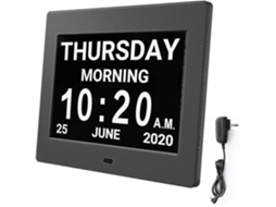 Relógio Do Dia Do Alarme Do Calendário Digital Com Tela Grande De 8'', Am Pm, 5 Alarme, Relógios De Demência Levaram Calendário De Mesa Eletrônico