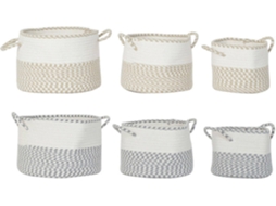 Conjunto de Cestos DKD HOME DECOR (Cinzento - Algodão - 30x30x20 cm)