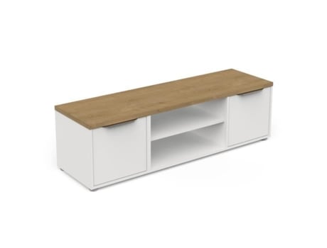 Móvel TV ACCESS - 2 Portas 1 Nicho - Carvalho Hamilton e Branco - 134,8 x 39,6 x 39,1 cm DEMEYERE