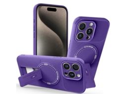 Capa Tkdaddy Para Iphone 15 Pro Com Suporte, Textura De Fibra De Carbono, Pc Capa De Tpu, Roxa