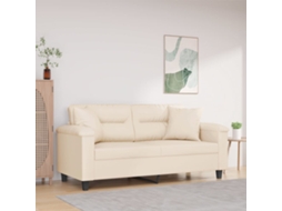 Vidaxl Sofá 2 Lugares C/ Almofadas 140 Cm Microfibra Bege