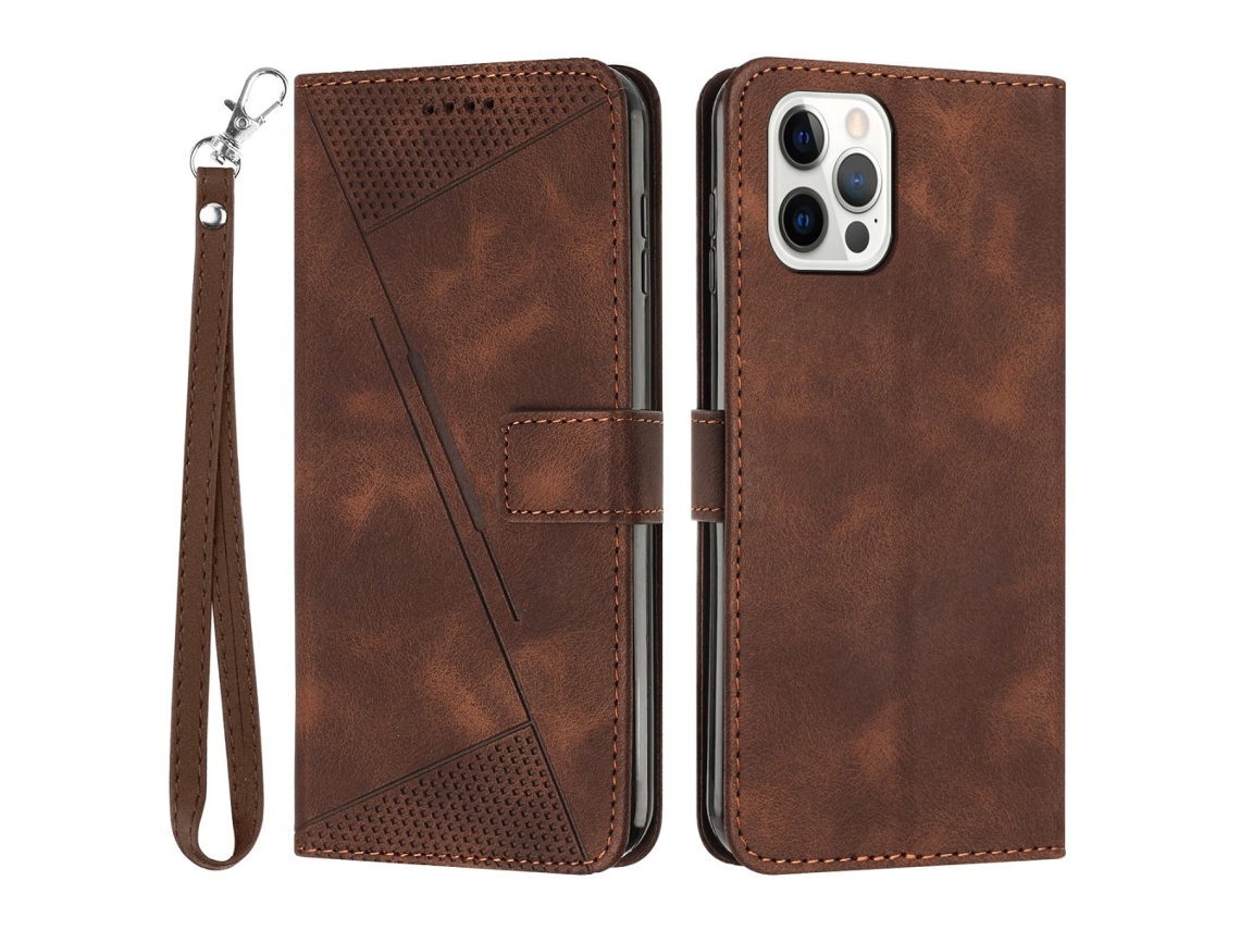 Capa Pega Para Iphone 15 Pro Max Pele Sintética Castanho
