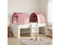 Vidaxl Cama Com Túnel 3 Unid. Branco E Rosa Derivados De Madeira