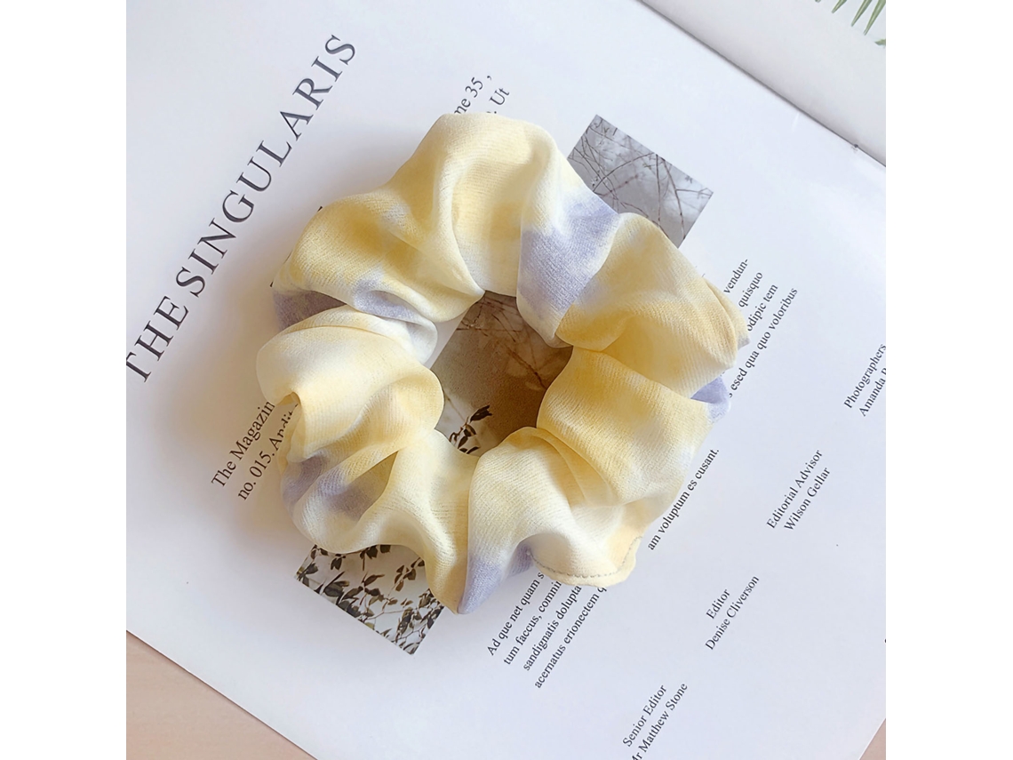 Scrunchie Elástico Cabelo Amarelo Tie Dye Confortável Leve