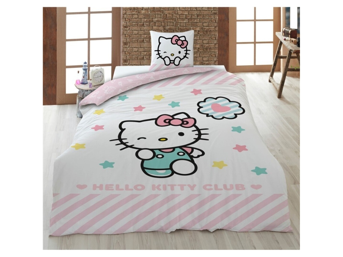 Capa De Edredom Hello Kitty Club Em Algodão Para Cama De 90 Cm 86847