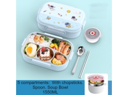 Lancheira Bento À Prova de Vazamentos para Adultos 316 Grade Azul Cinco-1550Ml LUUCOZK