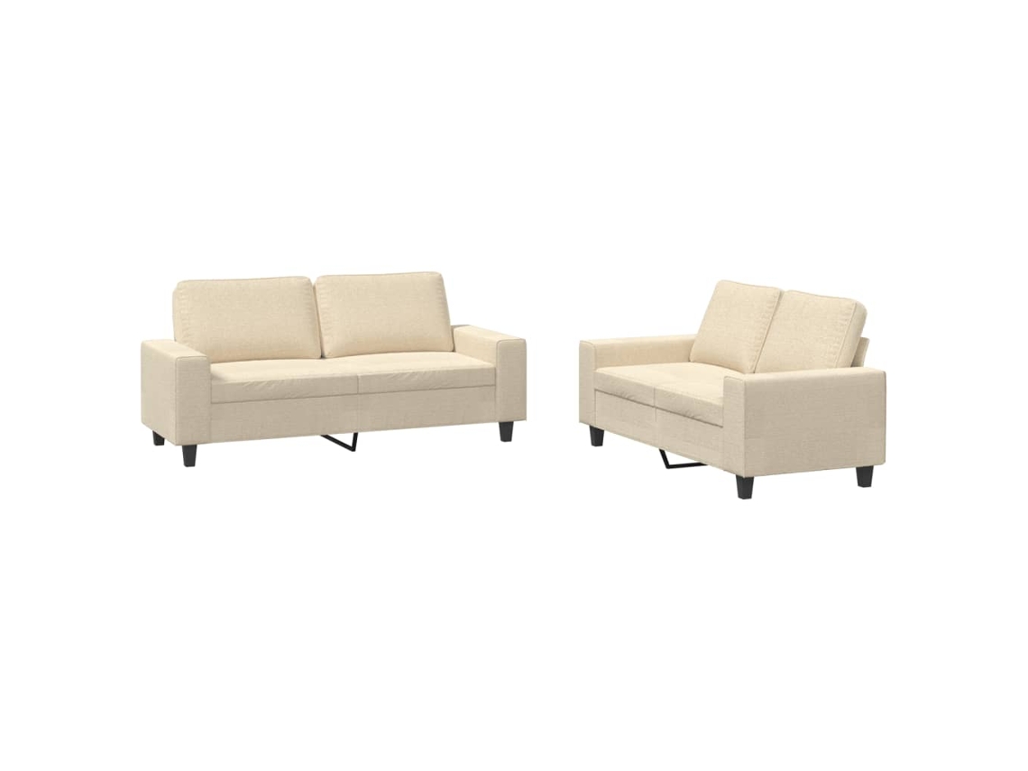 2 Pcs Conjunto de Sofás Tecido Cor Creme MAISON EXCLUSIVE