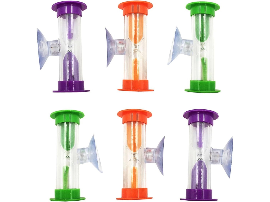 Conjunto De 6 Ampulhetas Com Ventosa Para Escovação Dentes