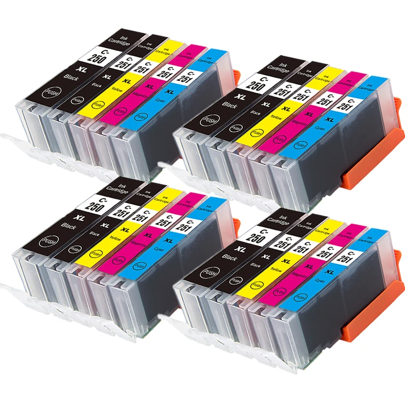 Conjunto de 4 Tinteiros Pgi250 Pgi 250 Cli 251 para Canon Pixma Mg5420 Mg5422 Mg5520 Mg5522 Mg6420 Ip7220 Mx722 Mx922 Ix6820 MDUG