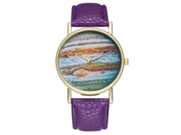 Reloj De Cuarzo Analógico Con Correa Pu Para Mujer/hombre Regalo Amor (morado)