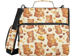 Pasta De Escritório Com Estampa Urso Desenho Animado Comendo Chocolate E Mel, Alça De Ombro, Fácil De Transportar, 3