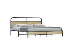 Vidaxl Estrutura De Cama Sem Colchão 180x200cm Metal Carvalho Sonoma