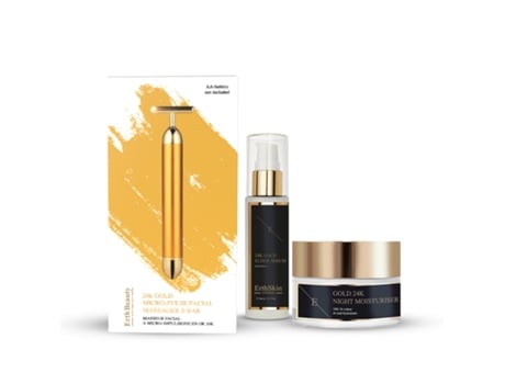 Massageador T-Bar Creme Ouro 24K 50ml com Sérum Ouro 24K 60ml da Erth Skin London