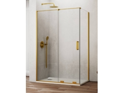 Cabine De Duche Cirene (kenna) 1+1 Com Painel Lateral Fixo 140x70 Cm Ouro Barra Paralela