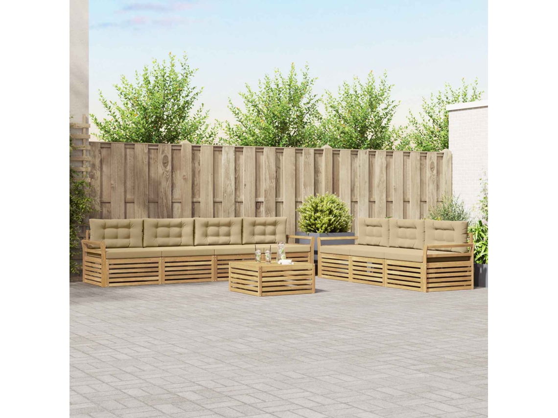 Vidaxl Conjunto De Sofás Para Exterior 8 Unid. Branco E Bege
