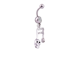 Anel De Aço Inoxidável Com Skull E Strass Estilo Fashion