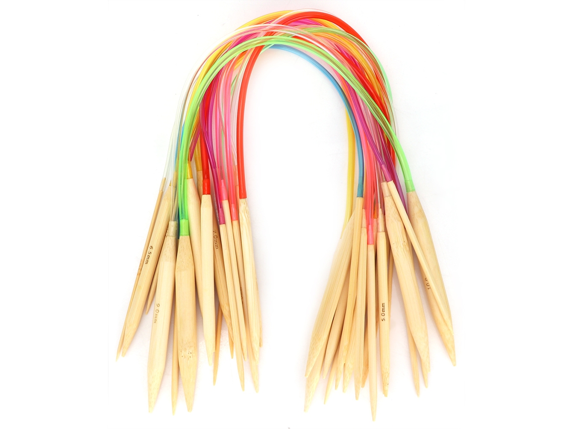 Agulhas Bambu Aneladas Duplas 60cm Tricô Crochê