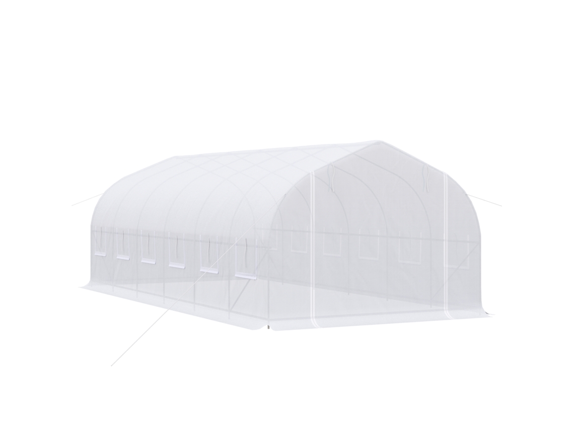 Estufa Jardim Túnel 595x300x200cm S/MARCA (12 janelas, porta enrolar, Zíper, branco)
