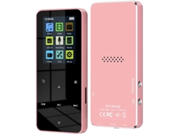 Reprodutor de MP3/MP4 HiFi Bluetooth de 8 GB com entrada para cartão de memória, pedômetro, rádio FM, leitor de e-books, alto-falante integrado, rosa.