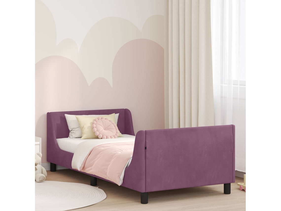 Vidaxl Estrutura De Cama Infantil Com Cabeceira Roxo 90 X 200 Cm