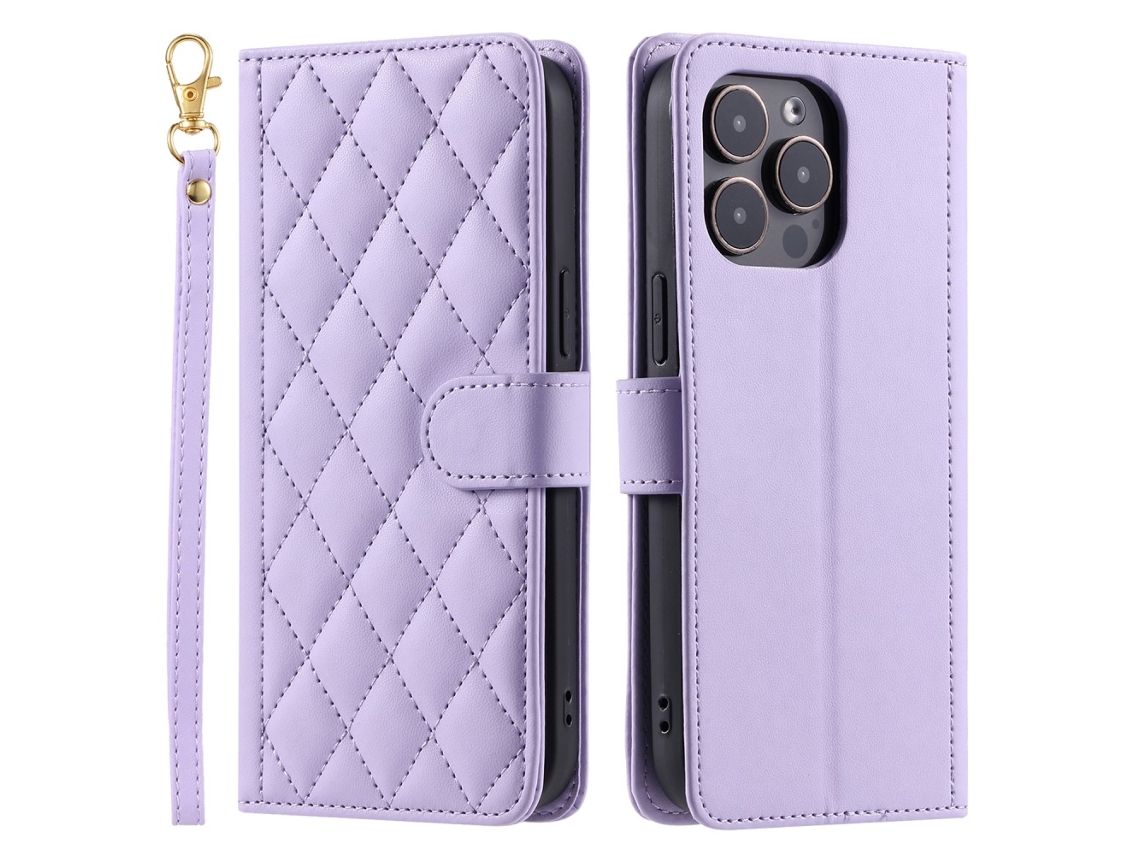 Capa Para Iphone 15 Pro Max Pele Sintética Roxo