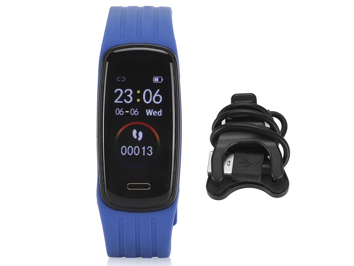 Pulseira inteligente CB01 azul com monitoramento de batimentos EOOCOO