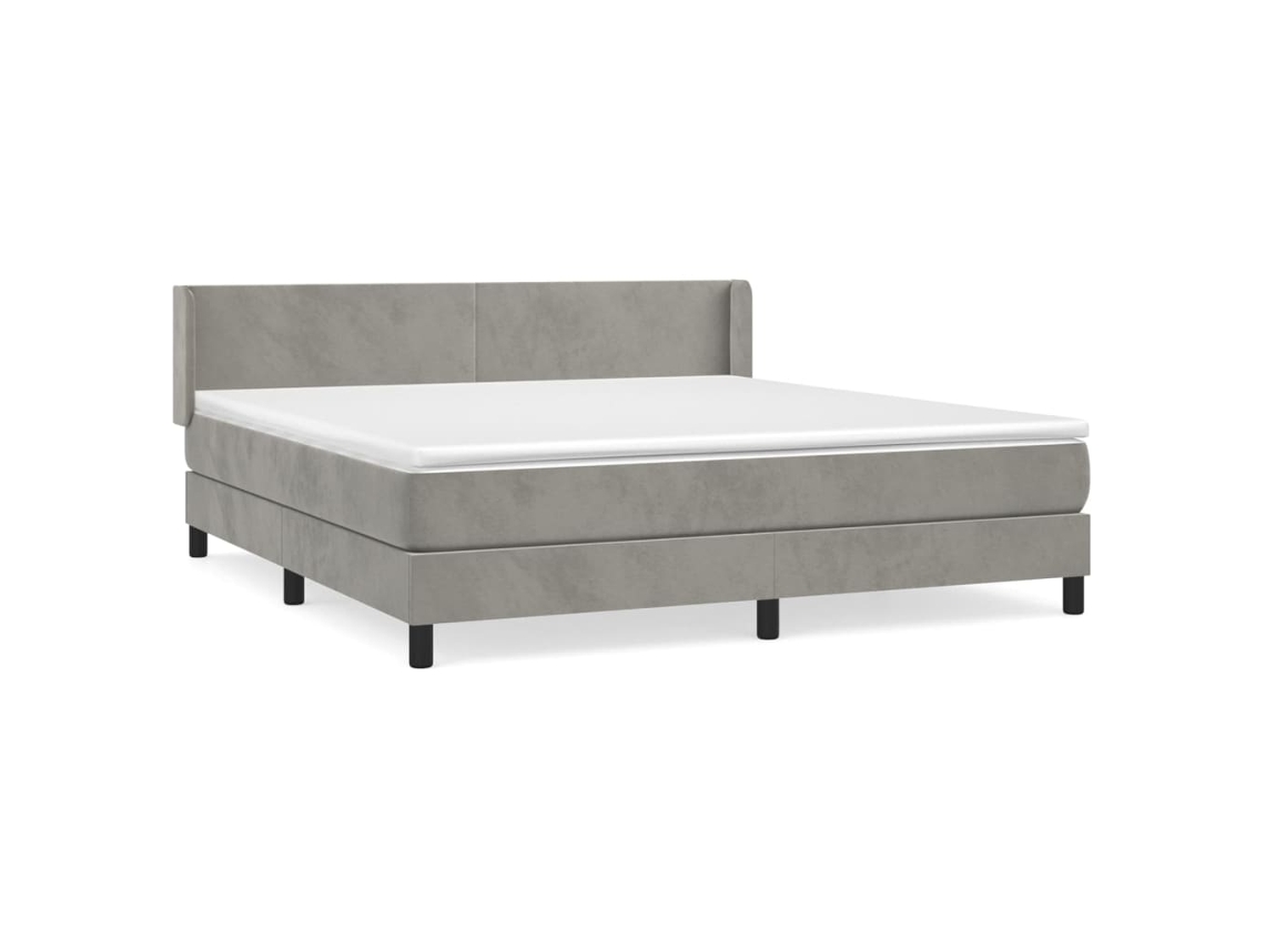 Cama com Molas e Colchão Veludo Cinzento Claro MAISON EXCLUSIVE (180x200 cm)