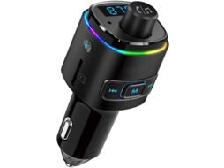 Transmissor Fm Bluetooth Carro Led 7 Cores Qc3.0 Carregamento Siri Google Assistant Usb Microsd Viva Voz Preto Yizhood