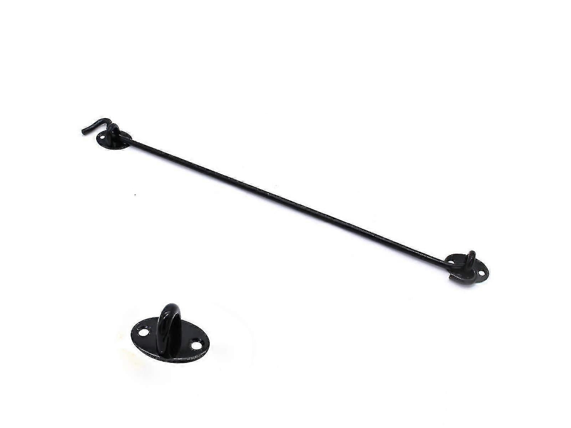 Gancho De Porta E Janela Em Aço Inoxidável Reforçado, Modelo Com Olhal, Cor Preta, 400mm/16 Polegadas