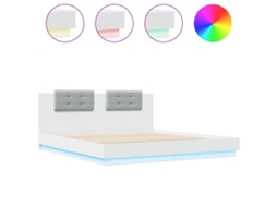 Estrutura de Cama com Cabeceira e Luzes Led MAISON EXCLUSIVE Branco (180x200 cm)
