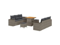 Maison Exclusive - Conjunto De Sofá De Jardim Com Almofada 9 Pcs Cinzeto