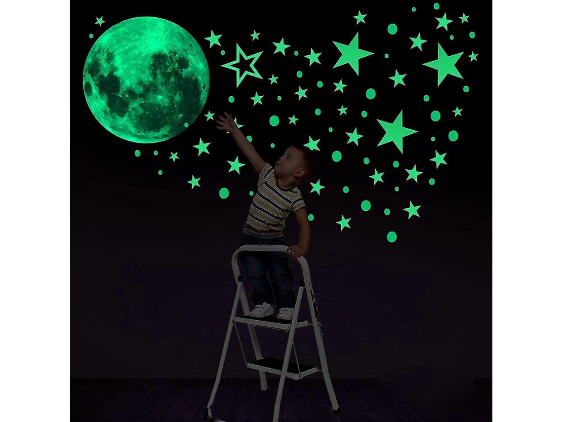 Autocolantes De Parede Luminescentes Lua E Estrelas 435 Peças