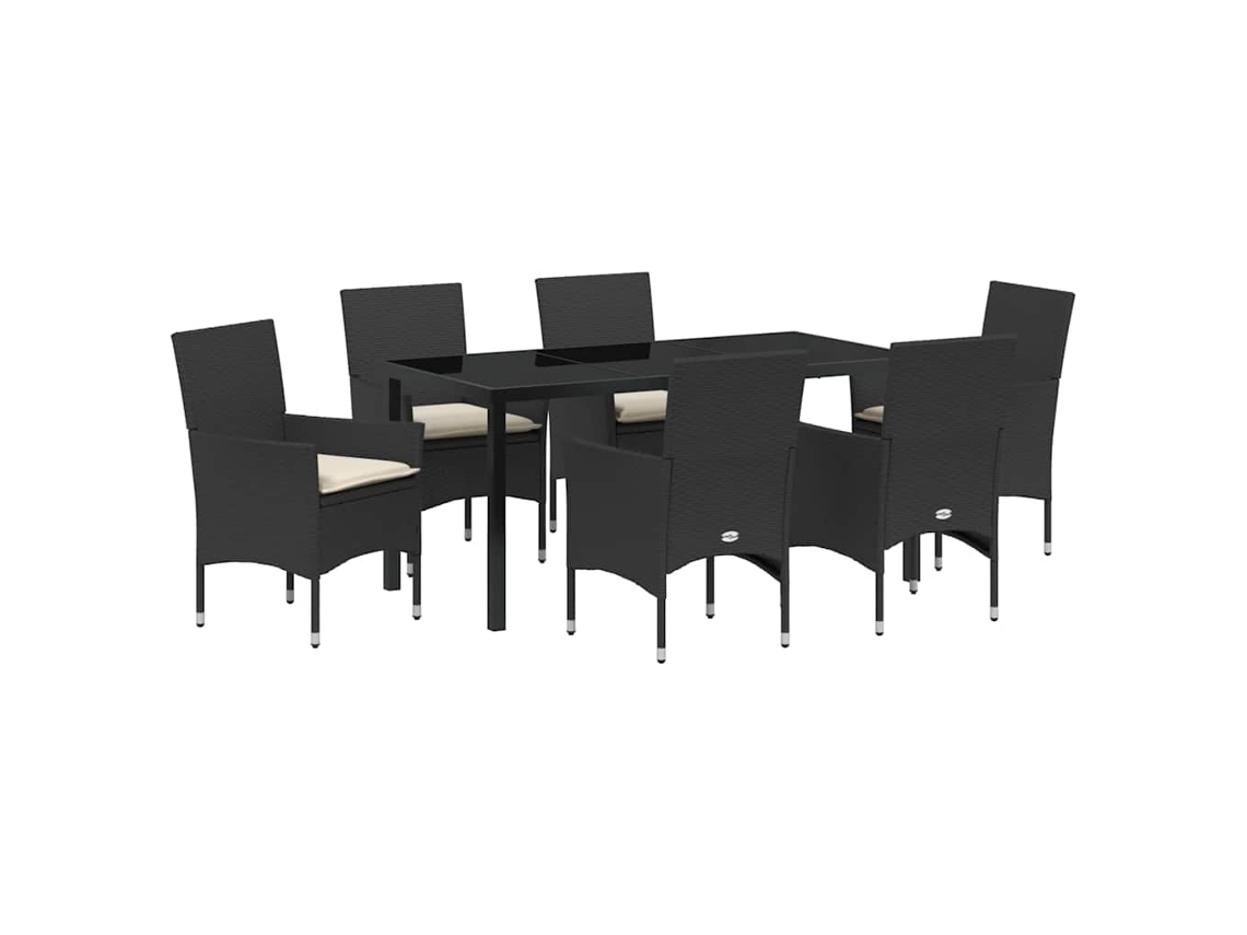 Maison Exclusive - Conjunto De Jantar Para Jardim Com Almofada 7 Pcs Preto Vime Pe