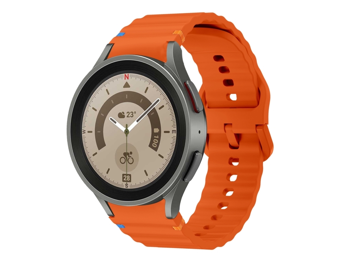 Bracelete para Samsung Galaxy Watch 5 Pro Silicone Costurado com Padrão de Onda Laranja XIAOMOYU