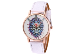 Relógio de quartzo unissex para casais com pulseira de PU e mostrador estilo punk (branco)