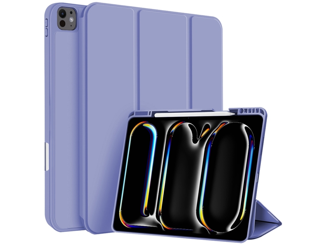 Capa Para Ipad Mini 7 8.3 Polegadas Com Ranhura Para Caneta Em 3 Dobras Roxo Lavanda