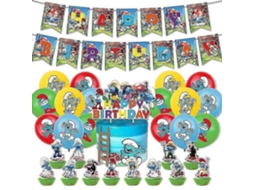 Kit De Balões Para Festa De Aniversário Com Tema Dos Smurfs, Banner, Bolo, Toppers Para Cupcake, Conjunto De Decoração